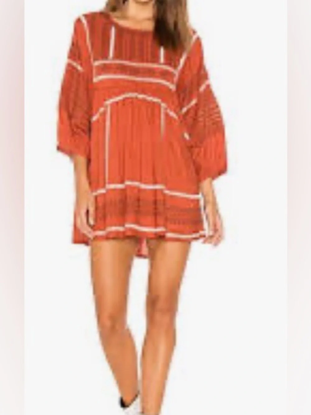 Free people Wild One Rust Embroidered Top In Terra-Cotta Size Medium